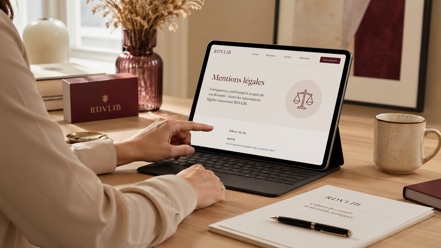 Consultation des mentions légales RDVLIB sur tablette